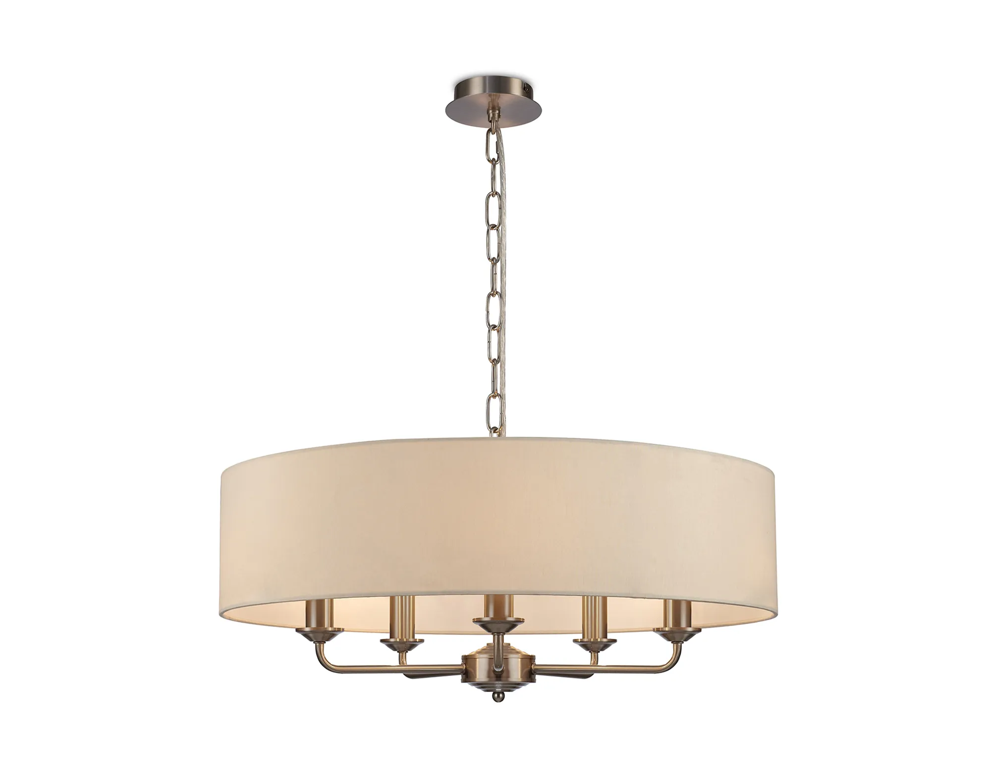 Banyan 60cm 5 Light Pendant Satin Nickel; Ivory Pearl